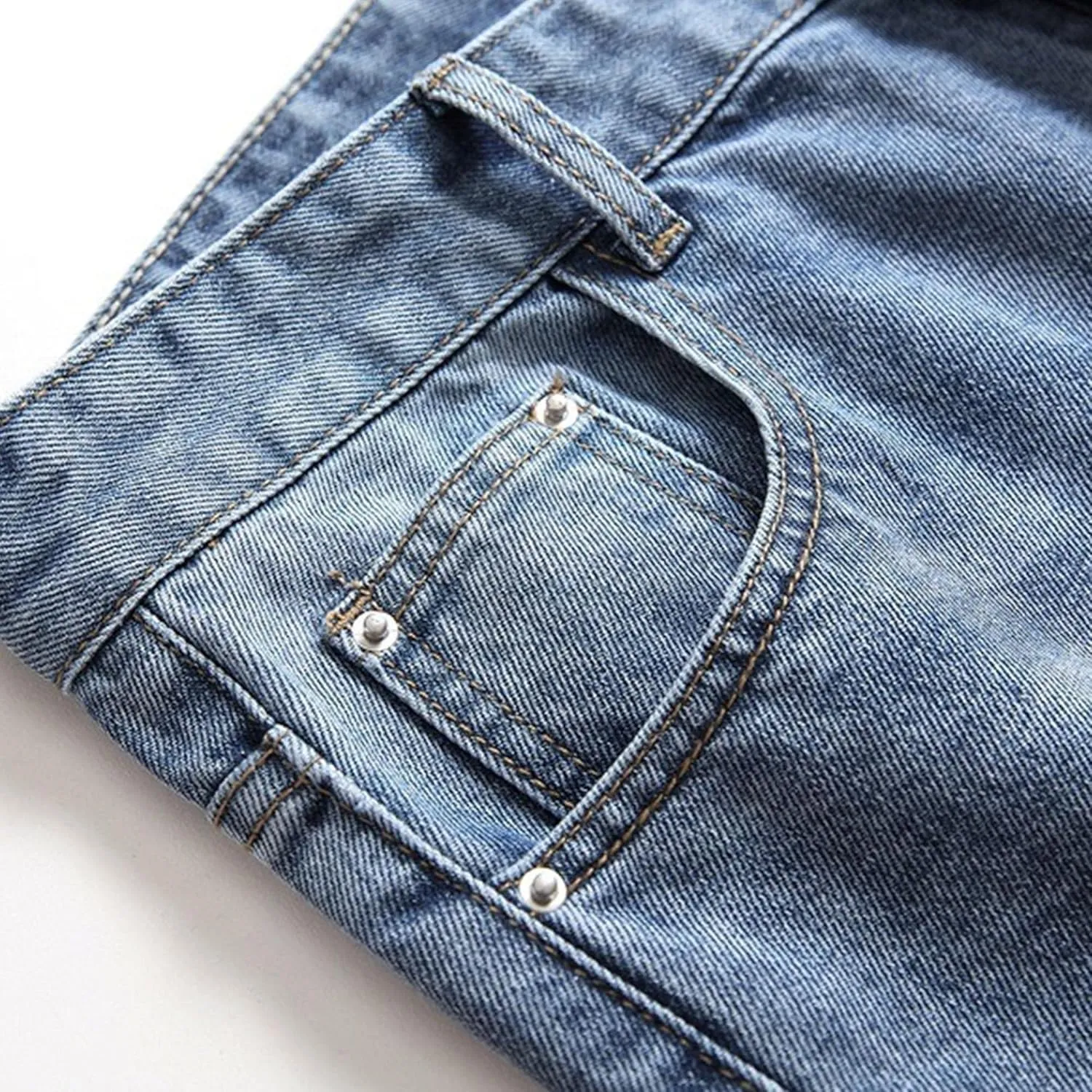 Men's Destroyed Ripped Straight Leg Jeans Distressed Classic Outdoor Denim Pants Vintage Streetwear Jeans Trouser