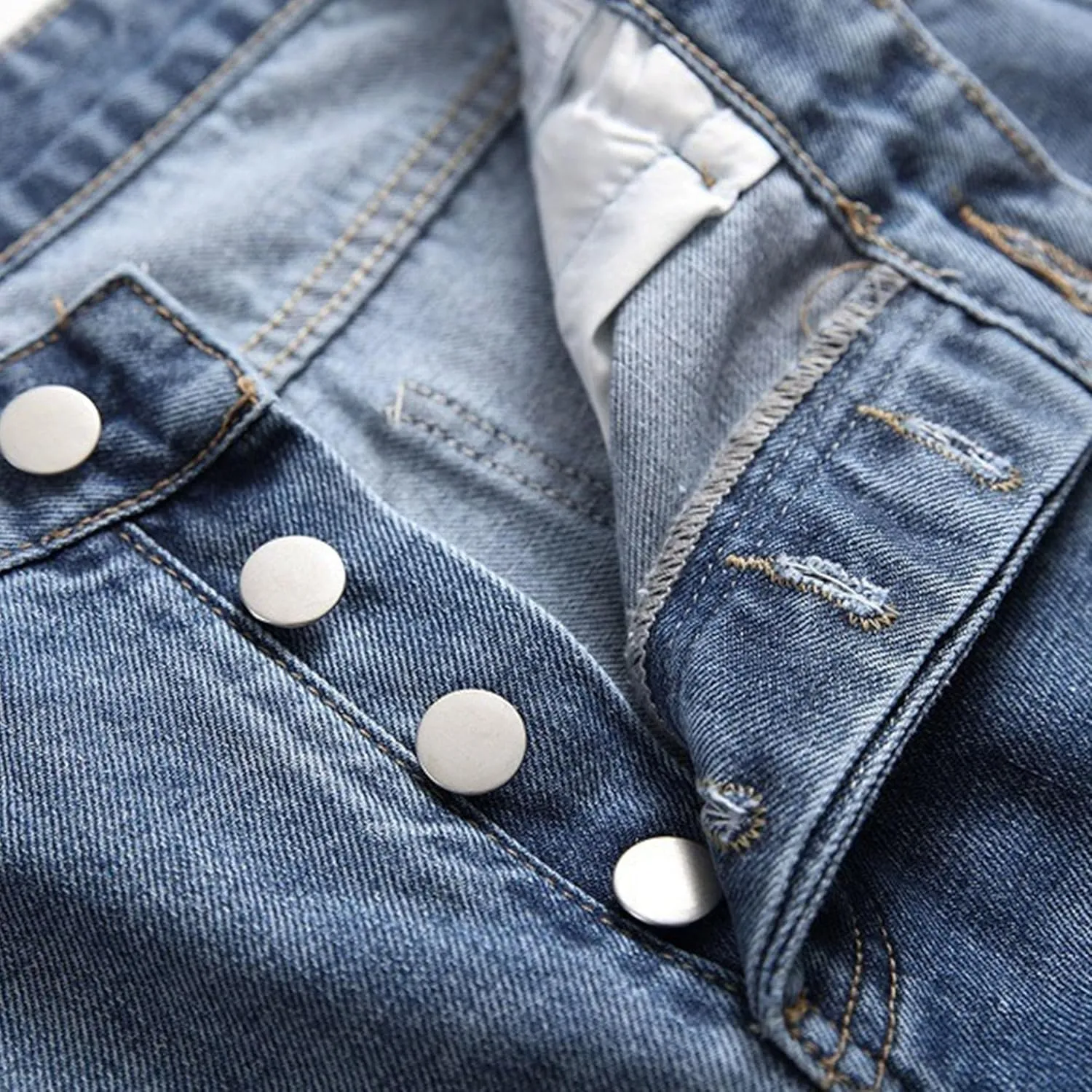 Men's Destroyed Ripped Straight Leg Jeans Distressed Classic Outdoor Denim Pants Vintage Streetwear Jeans Trouser