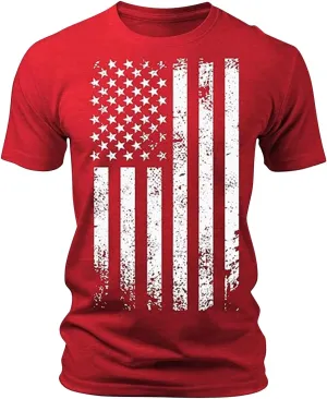 Mens Graphic T-Shirts Casual Short Sleeve Crewneck Tee Relaxed Fit Patriotic Shirt Fashion America Flag Printed Tops