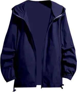 Men's Hoodie Jacket Thin Lightweight Rain Jacket Windproof Fall Casual UV Sun Protection Travel Sportswear