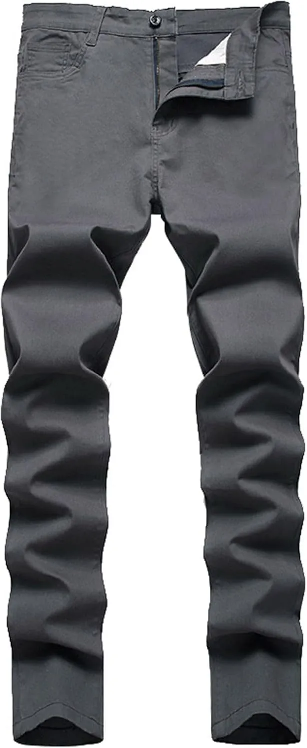 Mens Jeans Regular Fit Men's Loose Elastic Waist Denim Pants Lightweight Skinny Jeans Tapered Leg Trousers