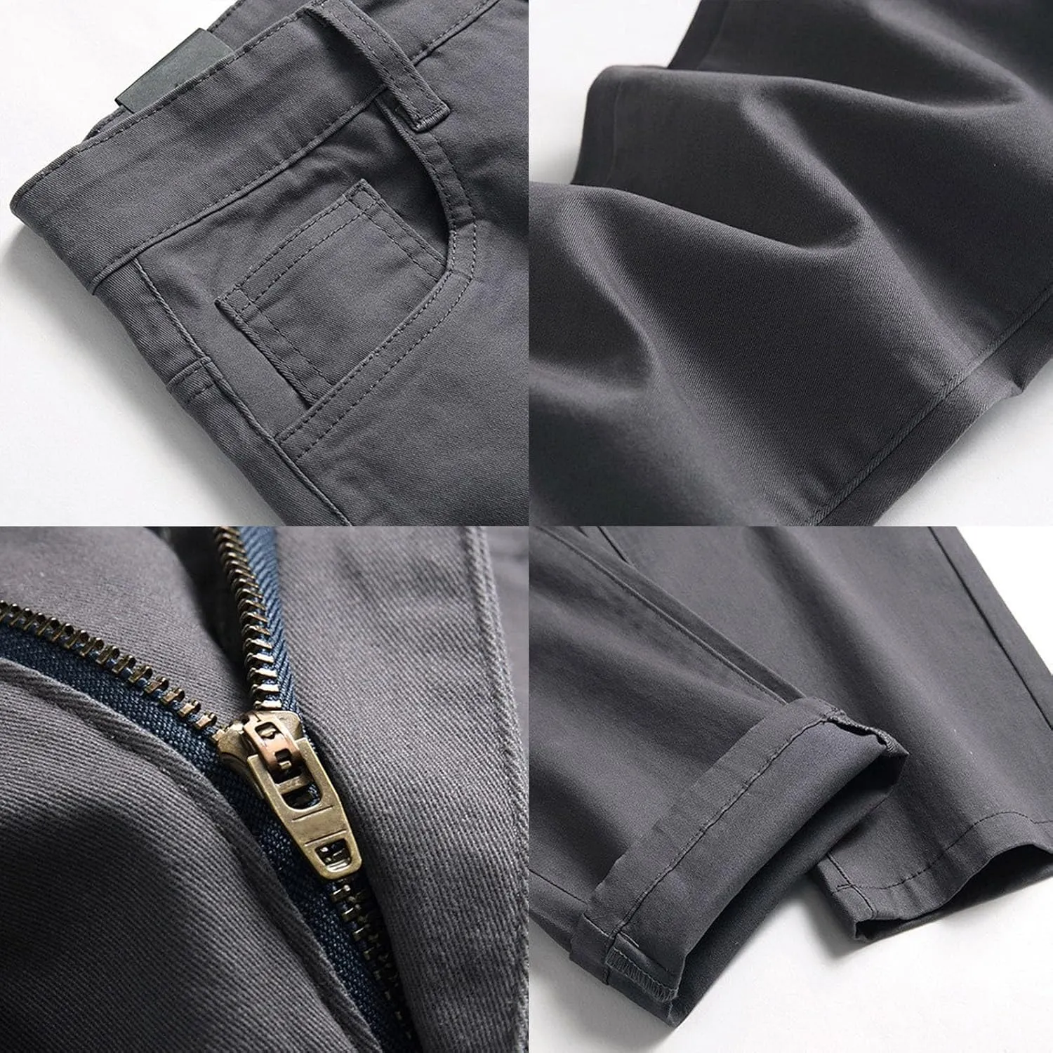 Mens Jeans Regular Fit Men's Loose Elastic Waist Denim Pants Lightweight Skinny Jeans Tapered Leg Trousers