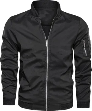 Men's Lightweight Jackets with Pockets Casual Spring Fall Windbreaker Windproof Zip Up Jacket Fashion Coats