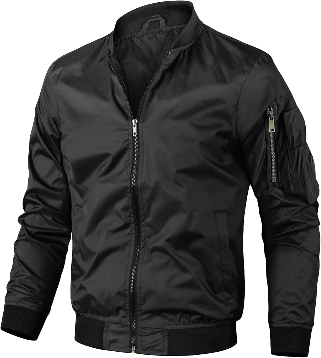 Men's Lightweight Jackets with Pockets Casual Spring Fall Windbreaker Windproof Zip Up Jacket Fashion Coats