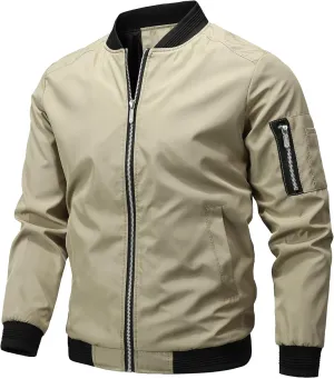 Men's Lightweight Jackets with Pockets Casual Spring Fall Windbreaker Windproof Zip Up Jacket Fashion Coats