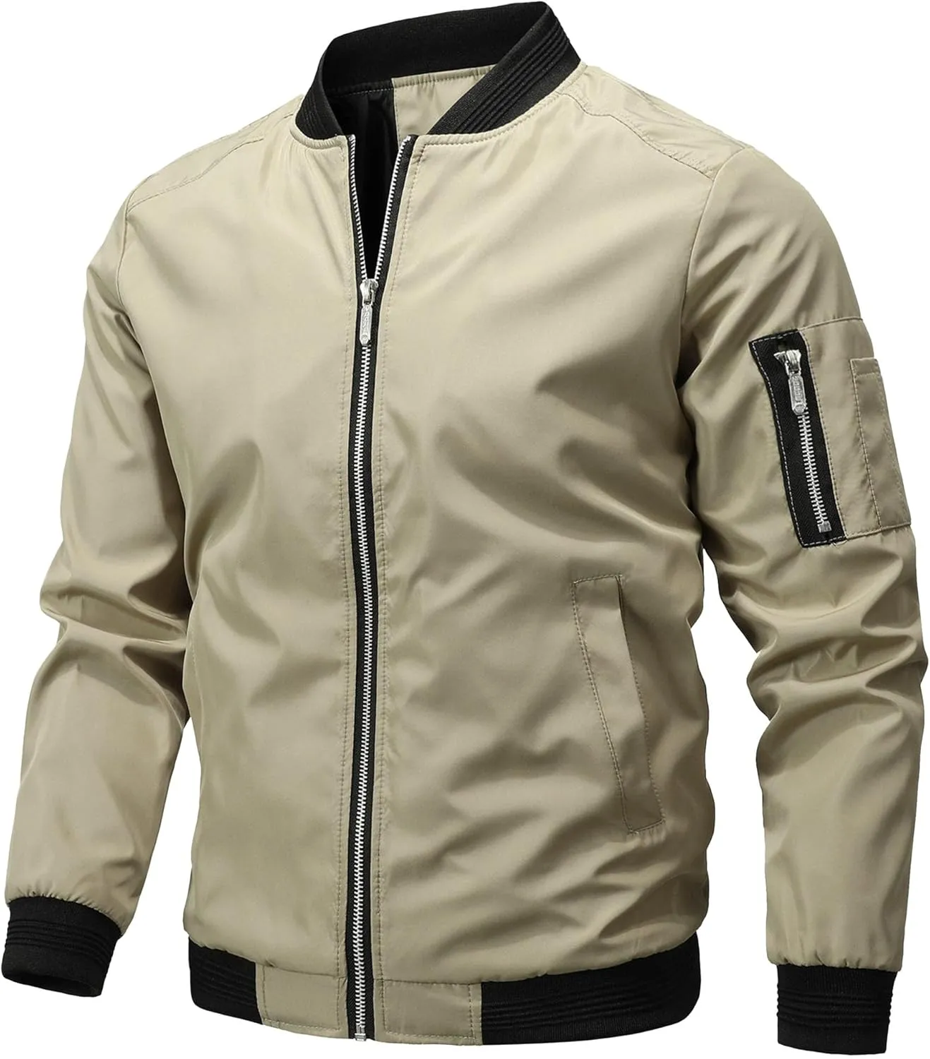 Men's Lightweight Jackets with Pockets Casual Spring Fall Windbreaker Windproof Zip Up Jacket Fashion Coats