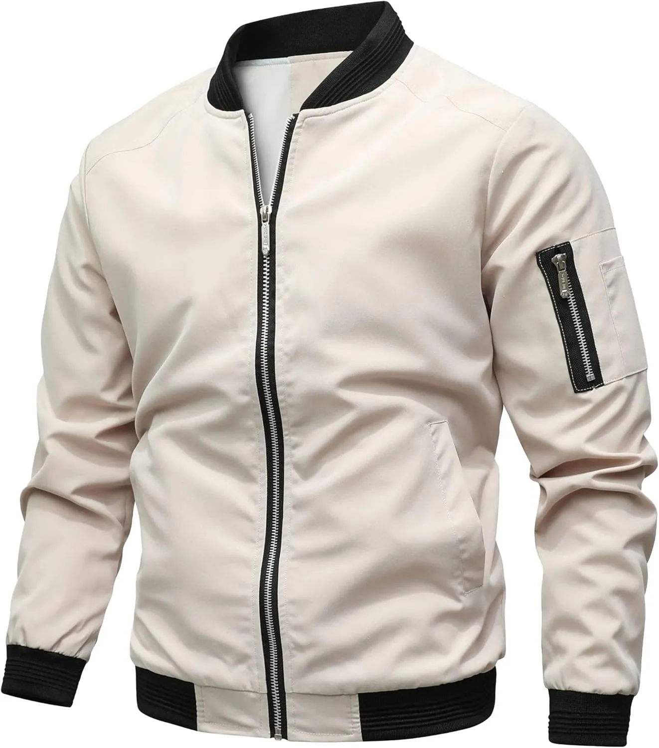 Men's Lightweight Windbreaker Spring Fall Casual Fashion Jackets Zip Up Jacket Windproof Coats with Pockets