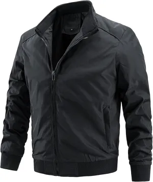 Men's Lightweight Windbreaker Spring Fall Casual Fashion Jackets Zip Up Jacket Windproof Coats with Pockets