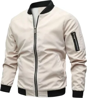 Men's Lightweight Windbreaker Spring Fall Casual Fashion Jackets Zip Up Jacket Windproof Coats with Pockets