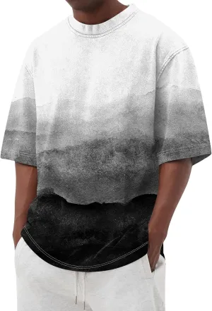 Mens Oversized T Shirts Heavy Cotton Washed Distressed American Vintage Tee Short Sleeve Casual Streetwear Basic Tops
