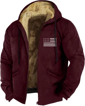 Men's Relaxed Fit Midweight Sherpa-Lined Full-Zip Sweatshirt Fleece Sherpa Lined Winter Wool Heavyweight Sweashirts