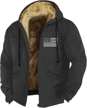 Men's Relaxed Fit Midweight Sherpa-Lined Full-Zip Sweatshirt Fleece Sherpa Lined Winter Wool Heavyweight Sweashirts