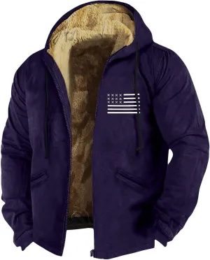 Men's Relaxed Fit Midweight Sherpa-Lined Full-Zip Sweatshirt Fleece Sherpa Lined Winter Wool Heavyweight Sweashirts