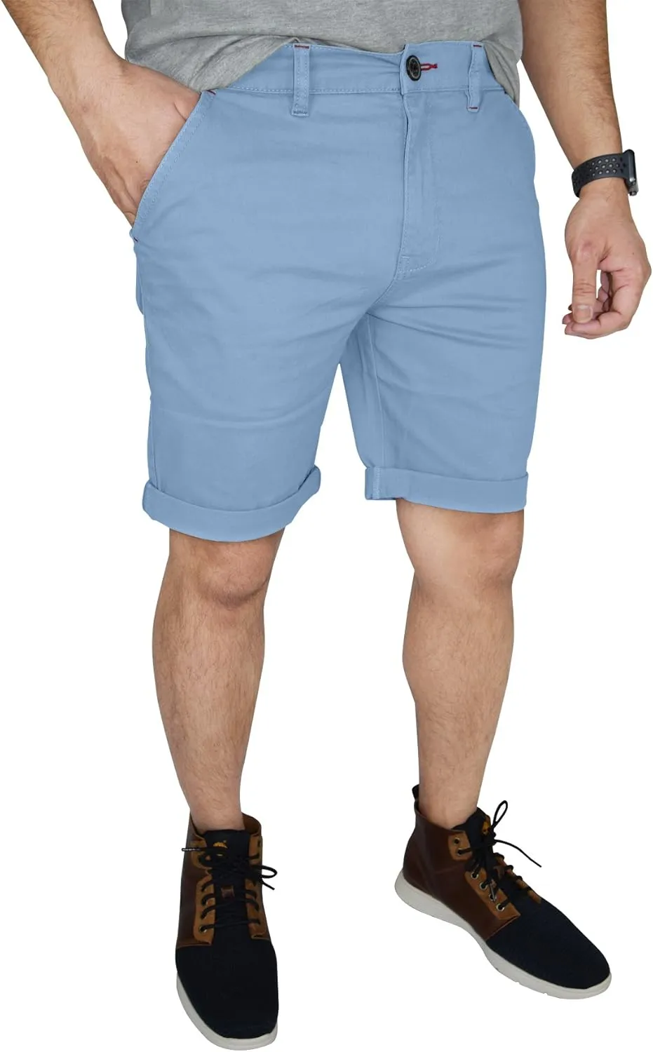 Mens Stretch Chino Shorts Casual Flat Front Slim Fit Shorts Spandex Half Pant