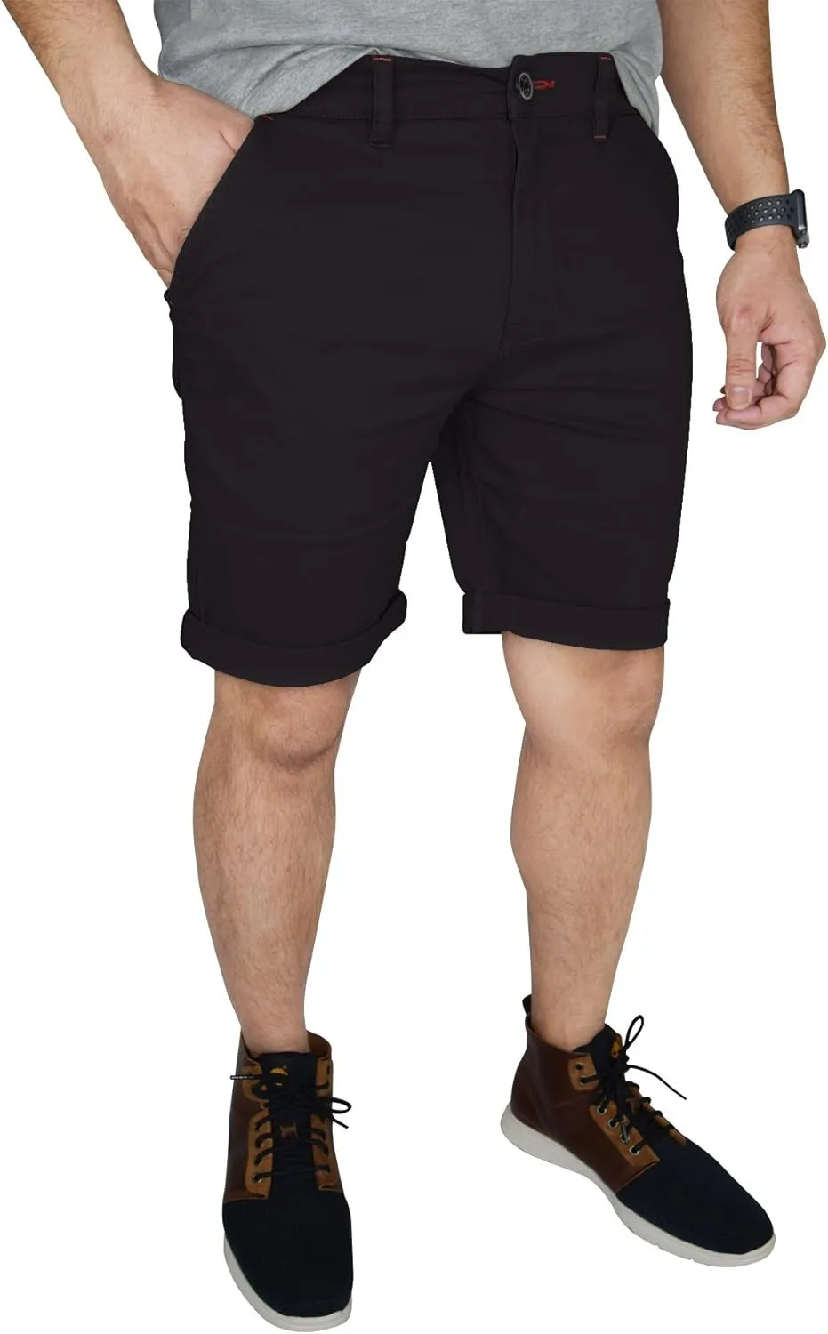 Mens Stretch Chino Shorts Casual Flat Front Slim Fit Shorts Spandex Half Pant