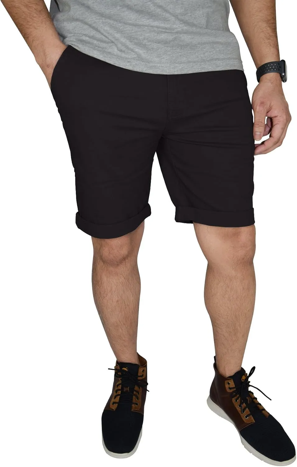 Mens Stretch Chino Shorts Casual Flat Front Slim Fit Shorts Spandex Half Pant