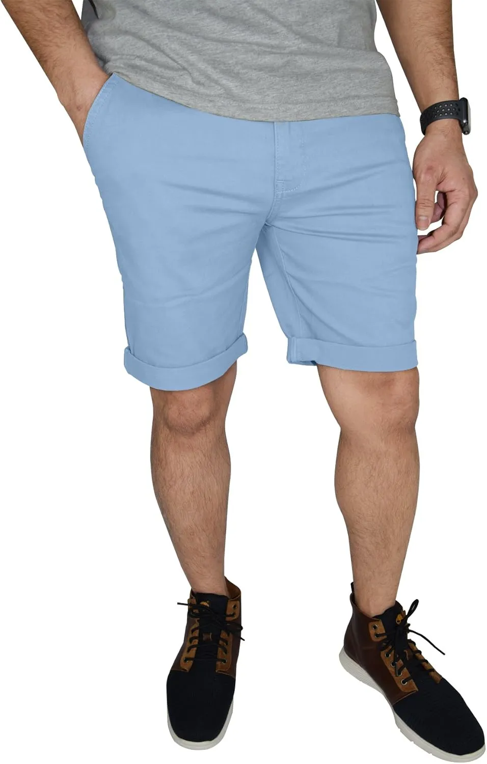 Mens Stretch Chino Shorts Casual Flat Front Slim Fit Shorts Spandex Half Pant