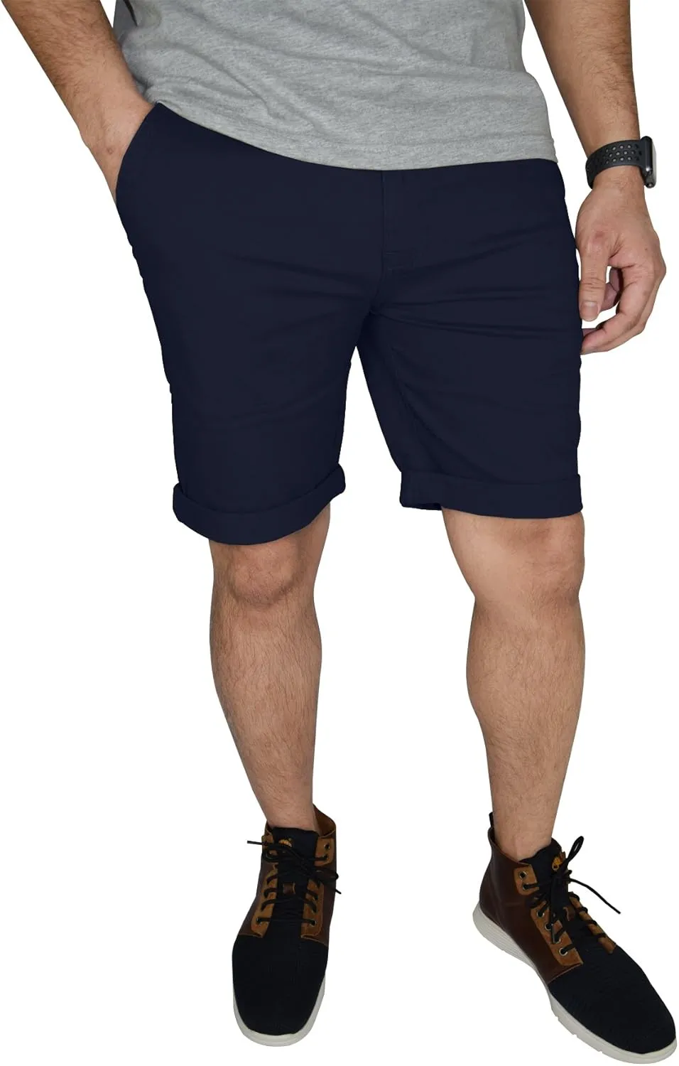 Mens Stretch Chino Shorts Casual Flat Front Slim Fit Shorts Spandex Half Pant