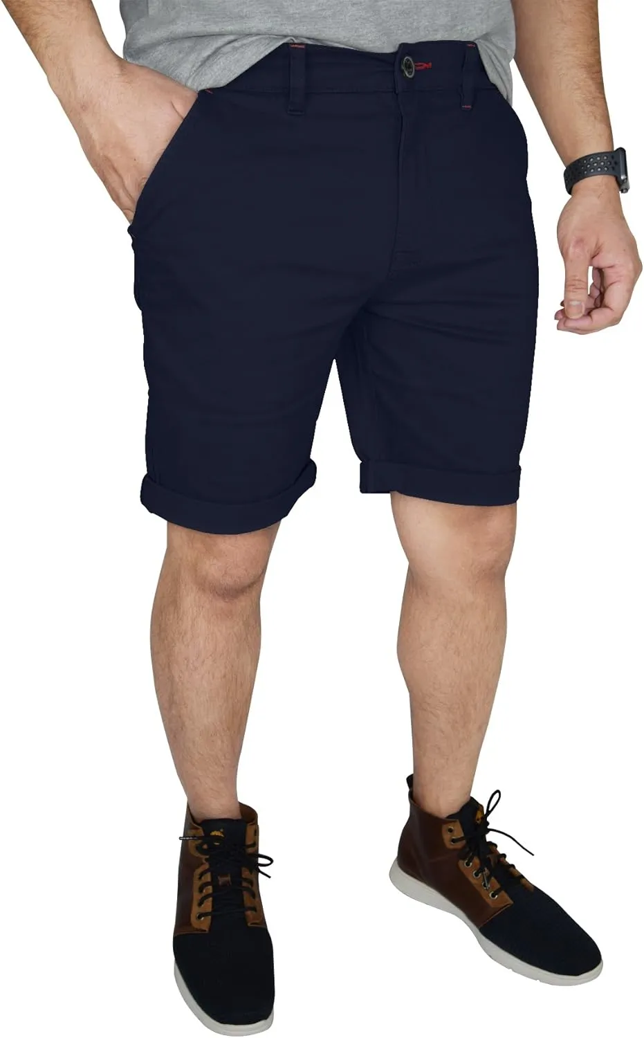 Mens Stretch Chino Shorts Casual Flat Front Slim Fit Shorts Spandex Half Pant