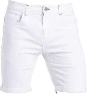 Mens Stretch Denim Chino Shorts Casual Flat Front Slim Fit Super Spandex Jeans Half Pant