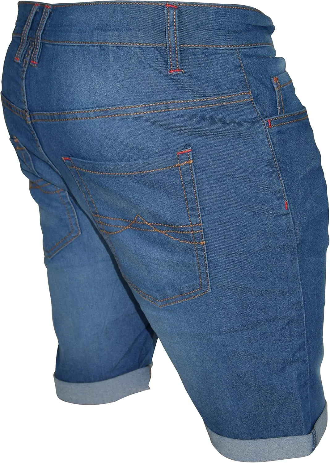 Mens Stretch Denim Chino Shorts Casual Flat Front Slim Fit Super Spandex Jeans Half Pant