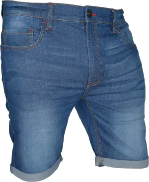 Mens Stretch Denim Chino Shorts Casual Flat Front Slim Fit Super Spandex Jeans Half Pant
