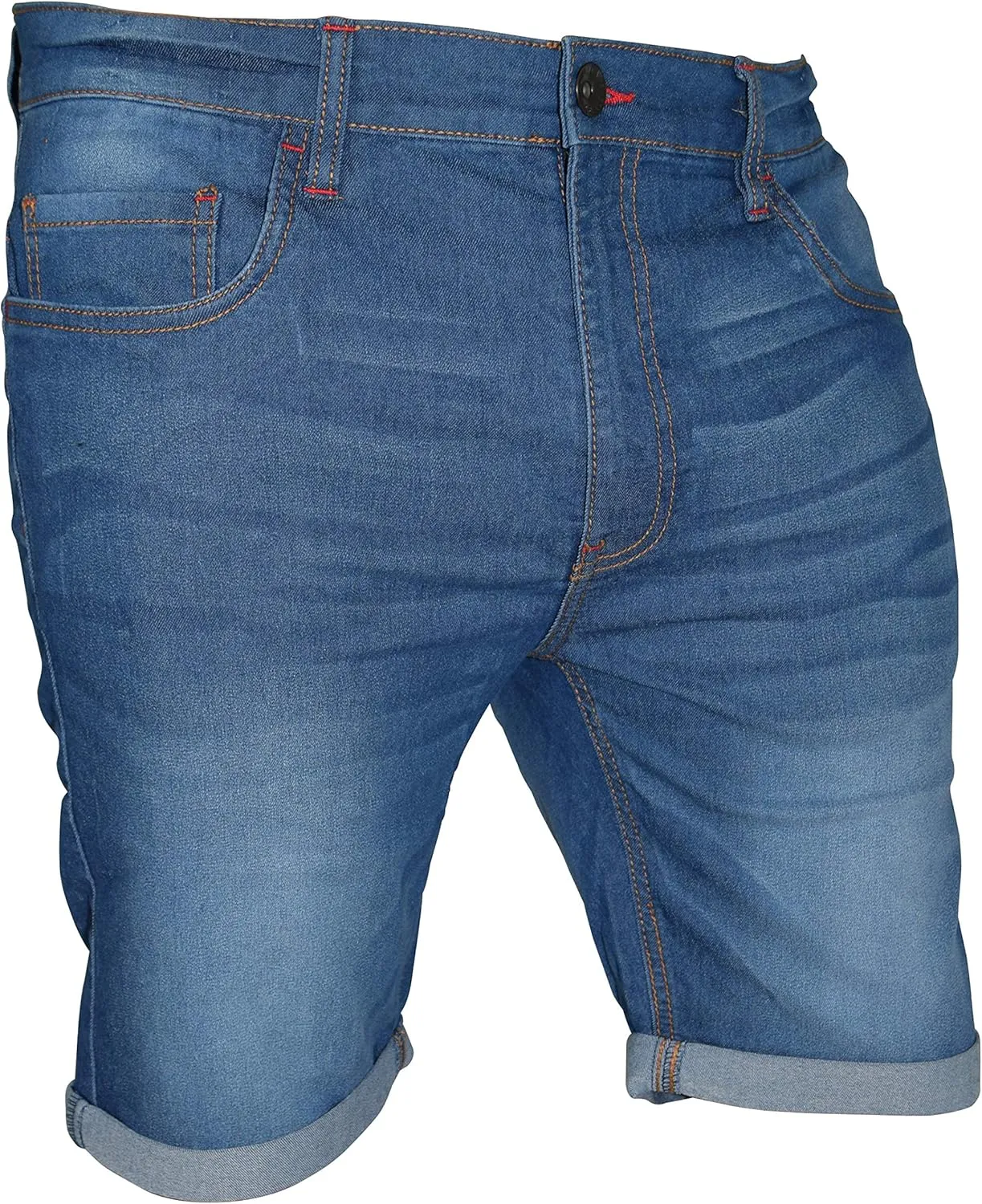 Mens Stretch Denim Chino Shorts Casual Flat Front Slim Fit Super Spandex Jeans Half Pant