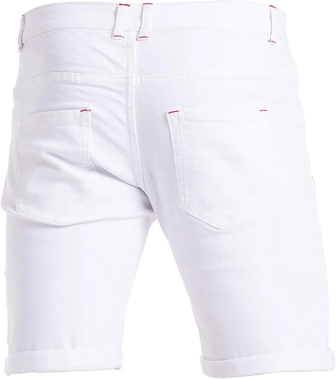 Mens Stretch Denim Chino Shorts Casual Flat Front Slim Fit Super Spandex Jeans Half Pant
