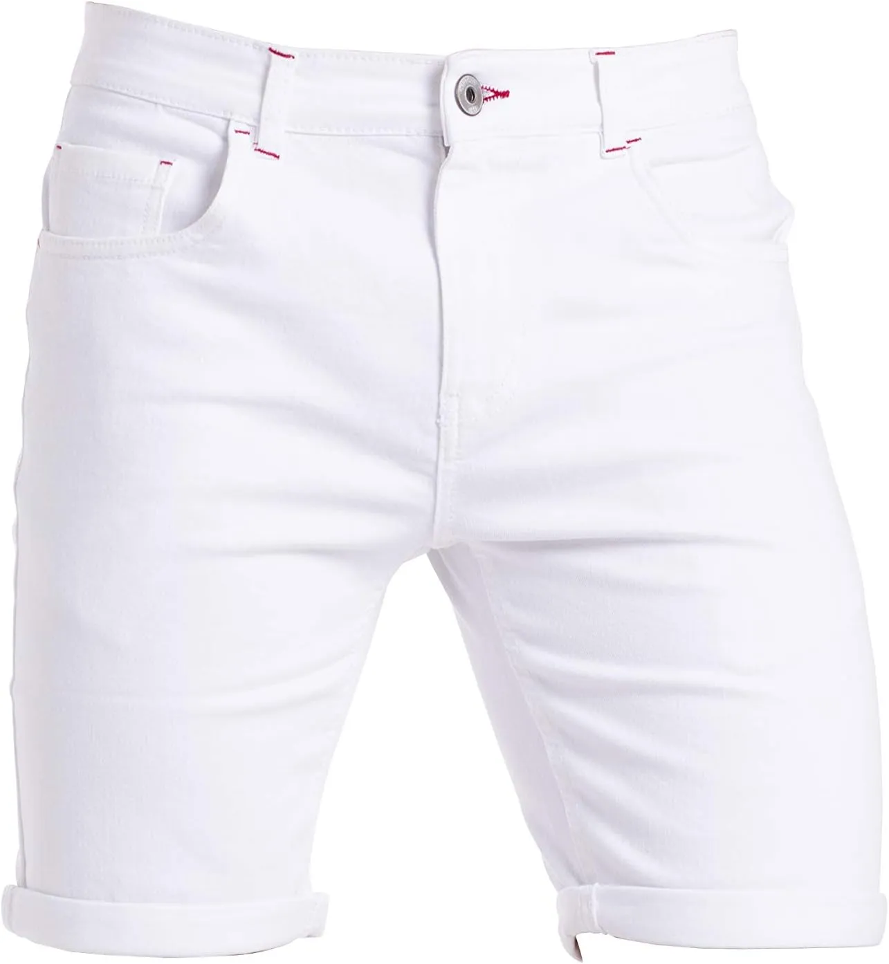 Mens Stretch Denim Chino Shorts Casual Flat Front Slim Fit Super Spandex Jeans Half Pant