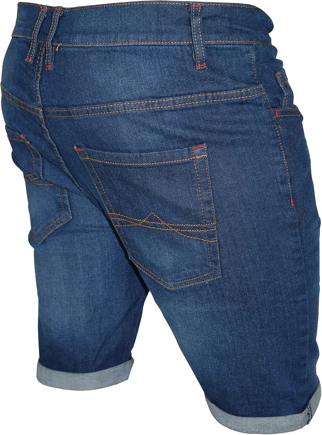 Mens Stretch Denim Chino Shorts Casual Flat Front Slim Fit Super Spandex Jeans Half Pant