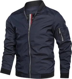 Men's Windbreaker Bomber Jackets Lightweight Water-Resistant Windproof Spring Fall Winter Stylish Jackets