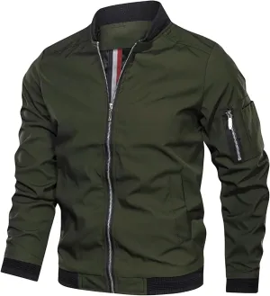 Men's Windbreaker Bomber Jackets Lightweight Water-Resistant Windproof Spring Fall Winter Stylish Jackets