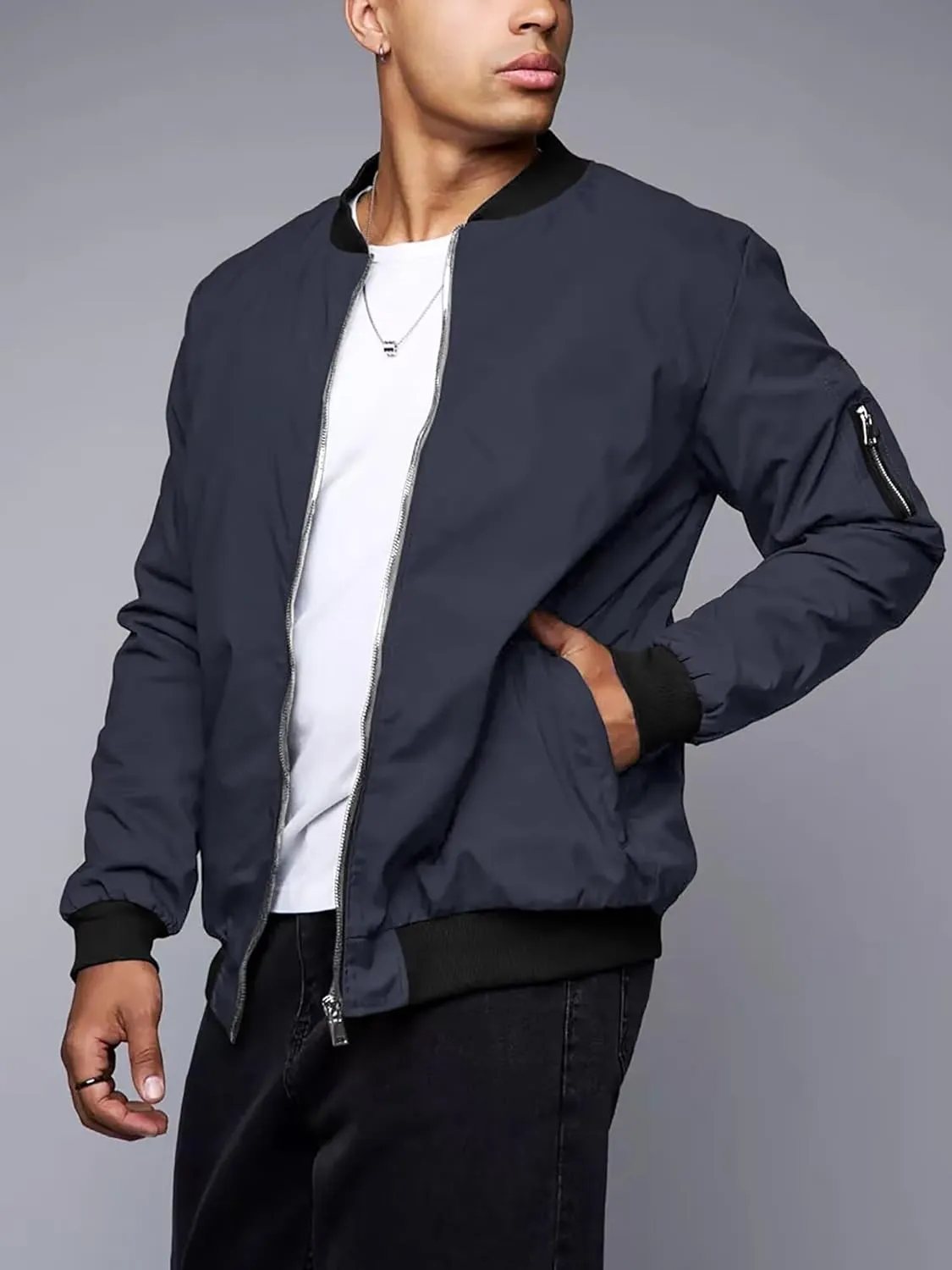 Men's Windbreaker Bomber Jackets Lightweight Water-Resistant Windproof Spring Fall Winter Stylish Jackets