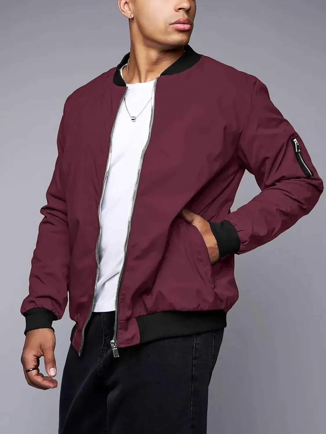 Men's Windbreaker Bomber Jackets Lightweight Water-Resistant Windproof Spring Fall Winter Stylish Jackets