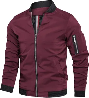Men's Windbreaker Bomber Jackets Lightweight Water-Resistant Windproof Spring Fall Winter Stylish Jackets