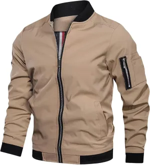 Men's Windbreaker Bomber Jackets Lightweight Water-Resistant Windproof Spring Fall Winter Stylish Jackets