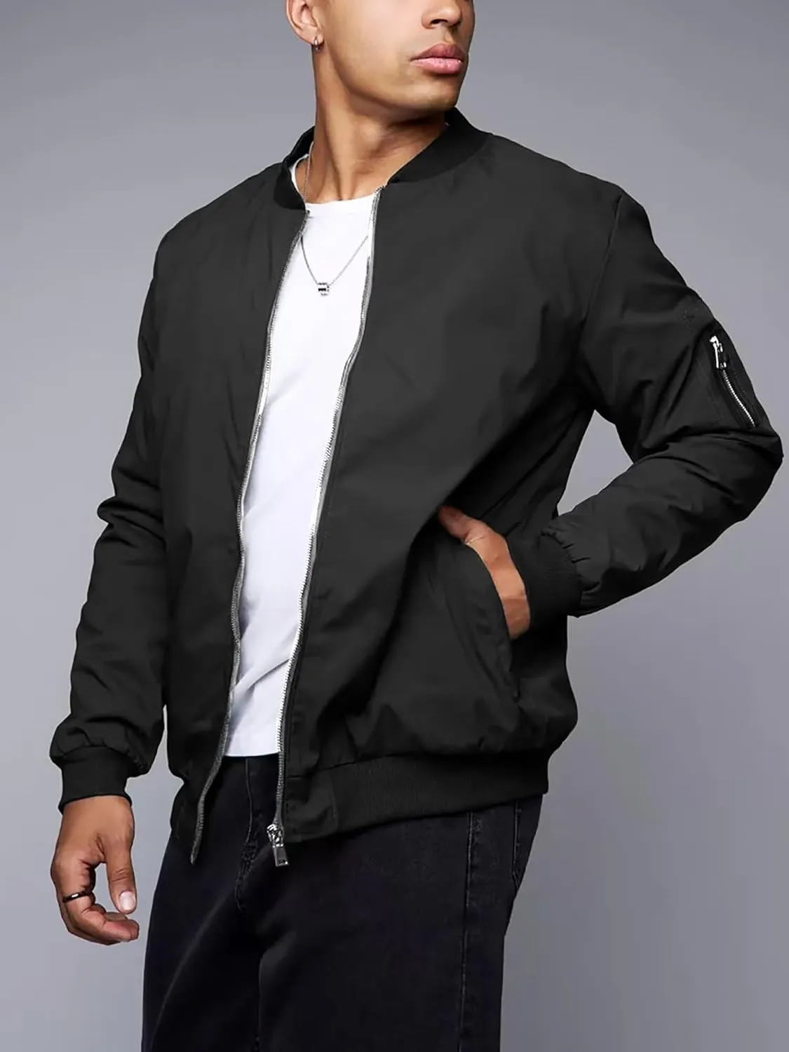 Men's Windbreaker Bomber Jackets Lightweight Water-Resistant Windproof Spring Fall Winter Stylish Jackets