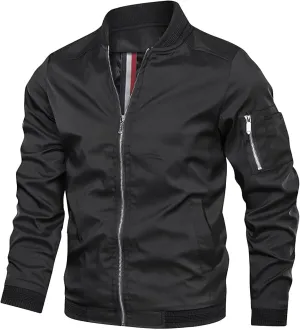 Men's Windbreaker Bomber Jackets Lightweight Water-Resistant Windproof Spring Fall Winter Stylish Jackets