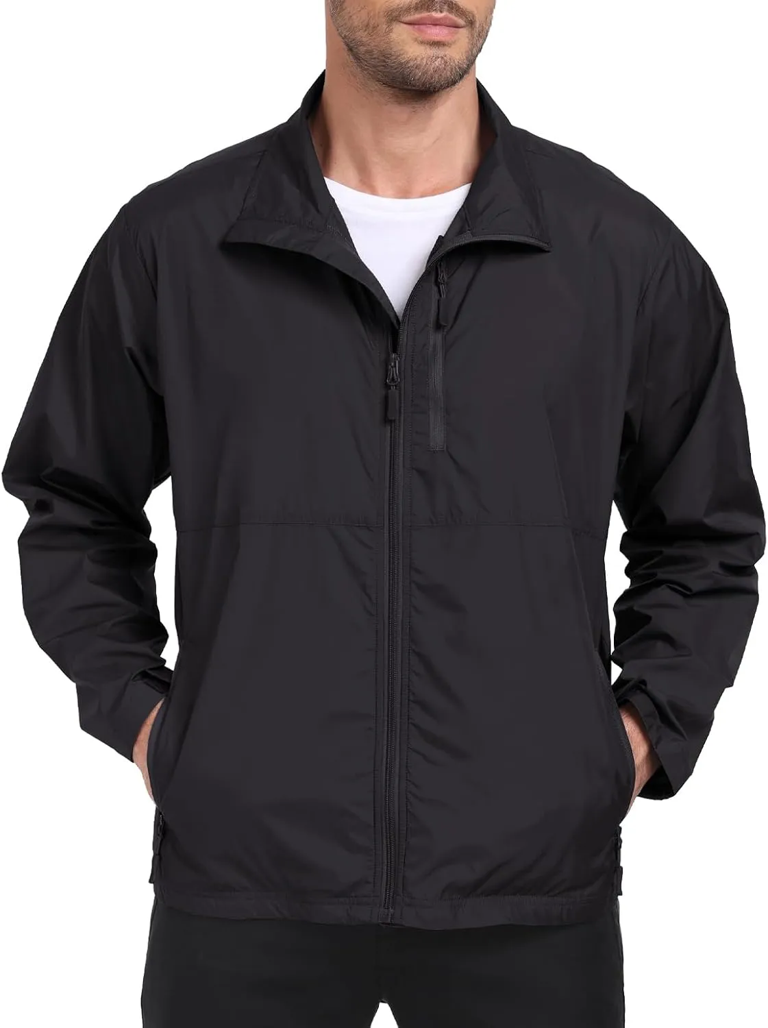 Men's Windbreaker Jackets Lightweight Running Jackets Waterproof Fishing Jacket Outdoor Cycling Packable Raincoats