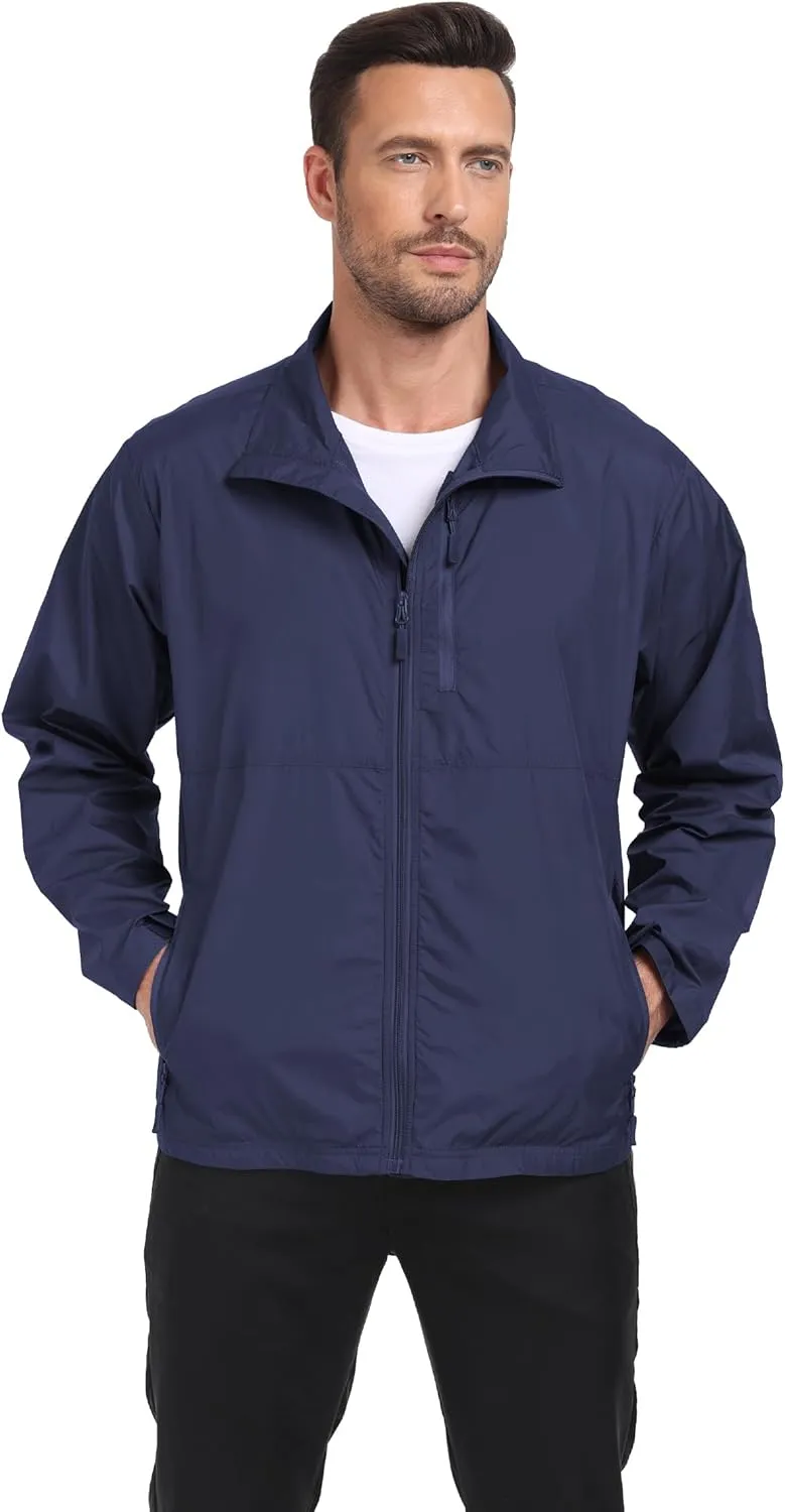 Men's Windbreaker Jackets Lightweight Running Jackets Waterproof Fishing Jacket Outdoor Cycling Packable Raincoats