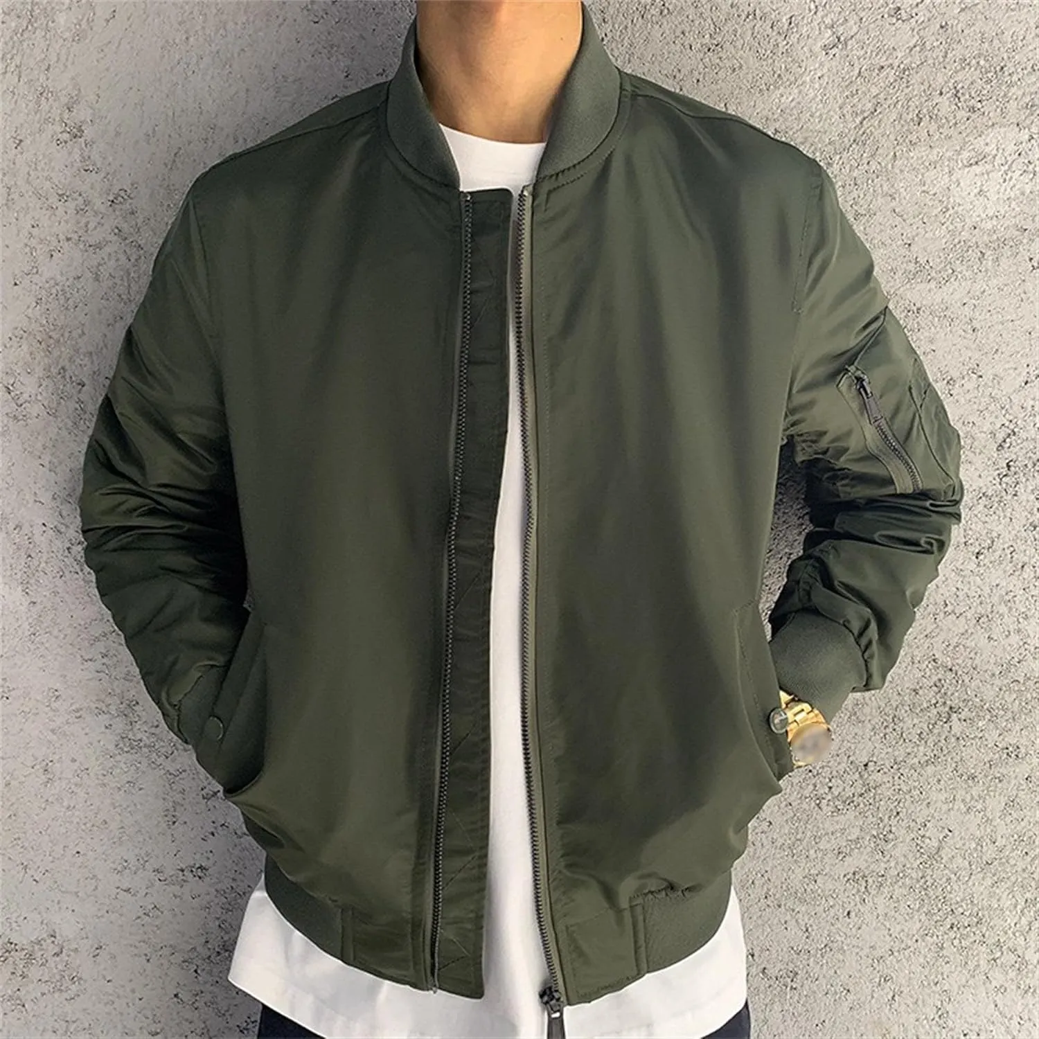 Men's Windproof Lightweight Jackets Casual Fashion Spring Fall Windbreaker Full Zip Jacket Warm Coat with Pockets