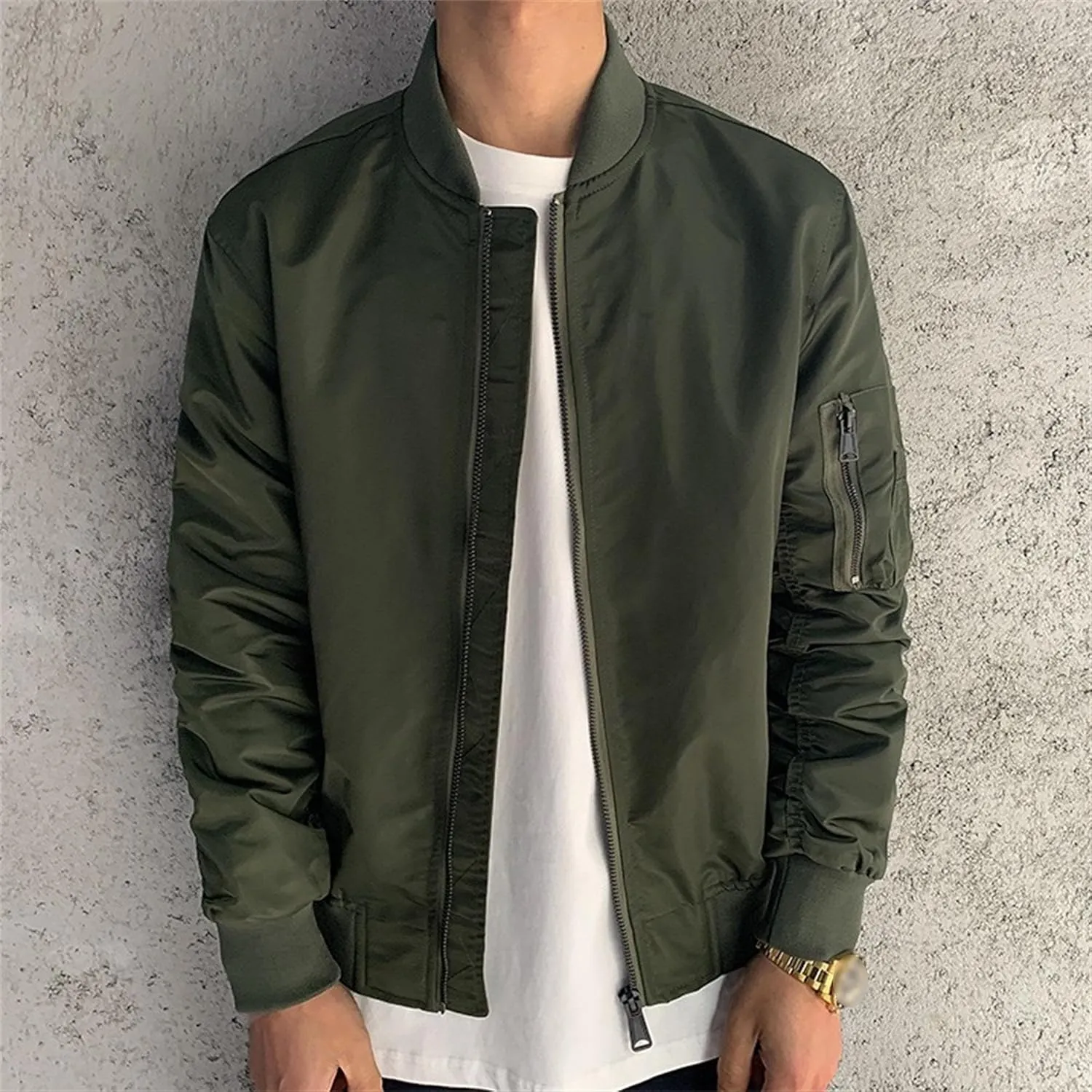 Men's Windproof Lightweight Jackets Casual Fashion Spring Fall Windbreaker Full Zip Jacket Warm Coat with Pockets