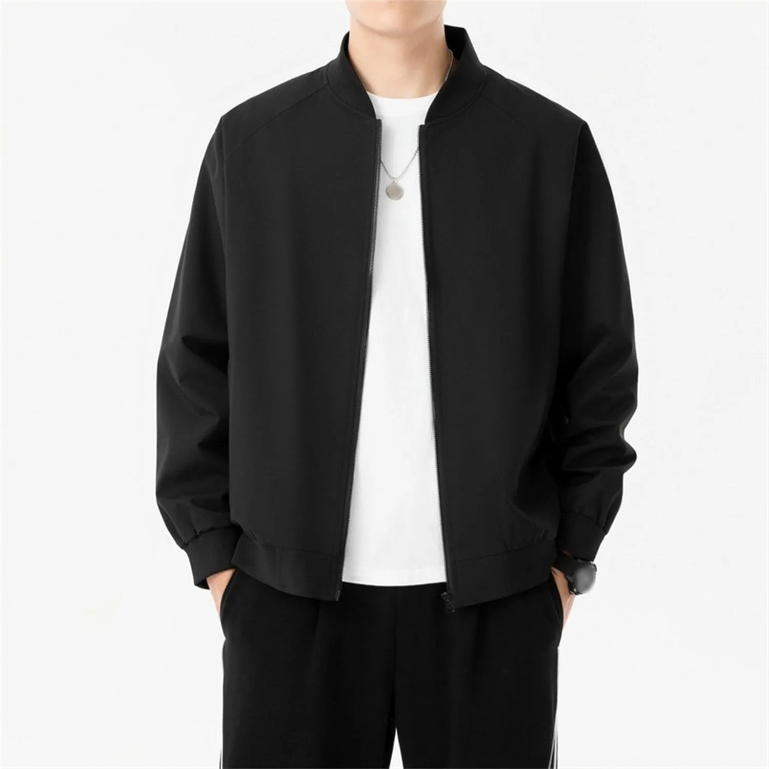 Men's Windproof Lightweight Jackets Casual Fashion Spring Fall Windbreaker Full Zip Jacket Warm Coat with Pockets