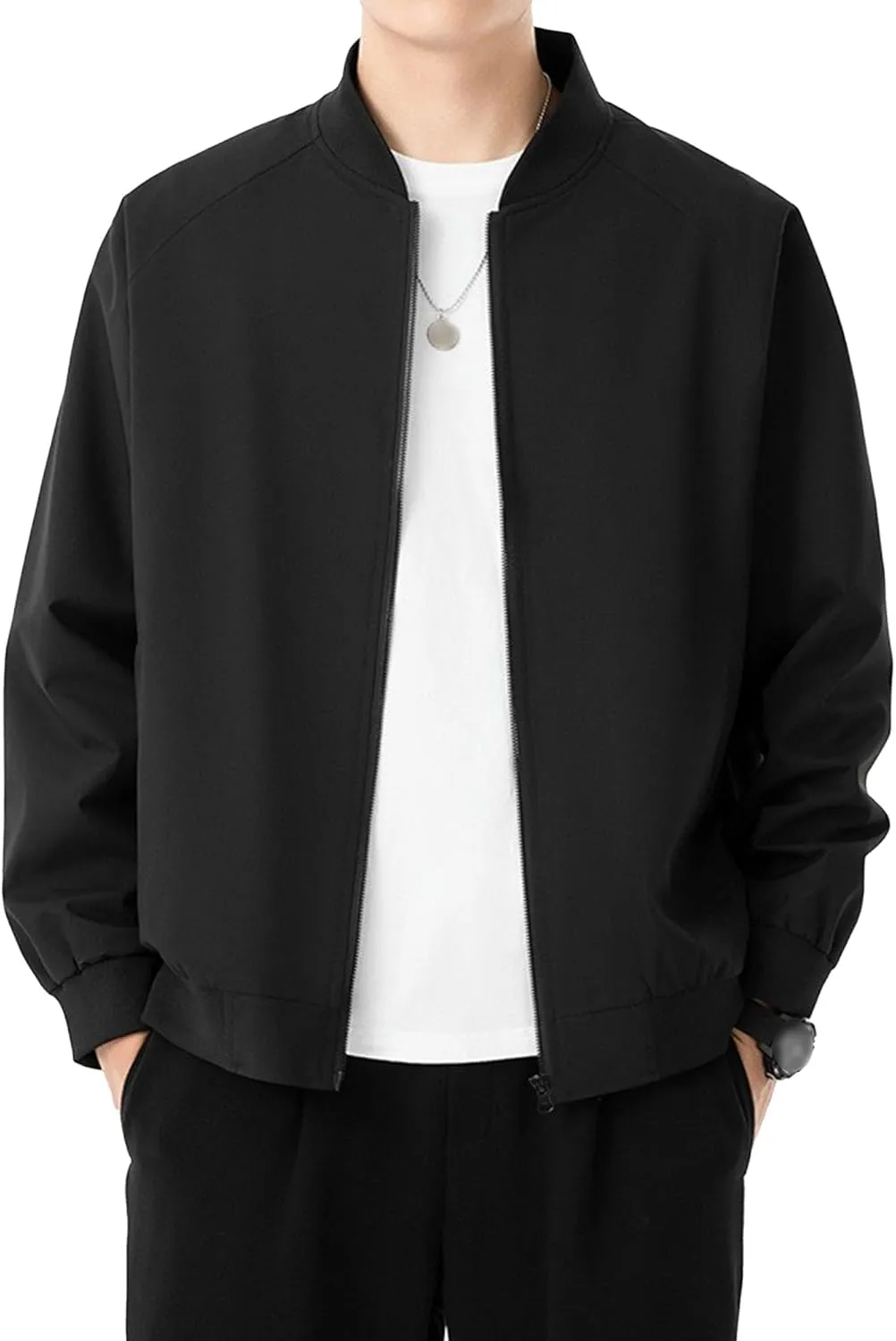 Men's Windproof Lightweight Jackets Casual Fashion Spring Fall Windbreaker Full Zip Jacket Warm Coat with Pockets