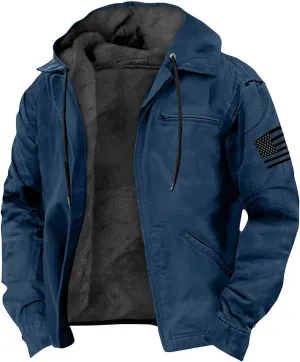 Men's Winter Zip Up Hoodie Relaxed Fit Midweight Sherpa Fleece Sweatshirt Warm Thick Heavyweight Coats