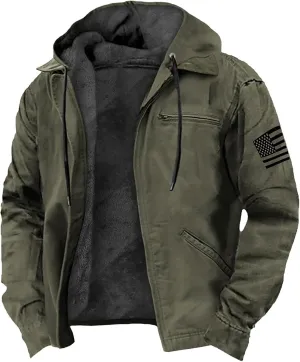 Men's Winter Zip Up Hoodie Relaxed Fit Midweight Sherpa Fleece Sweatshirt Warm Thick Heavyweight Coats