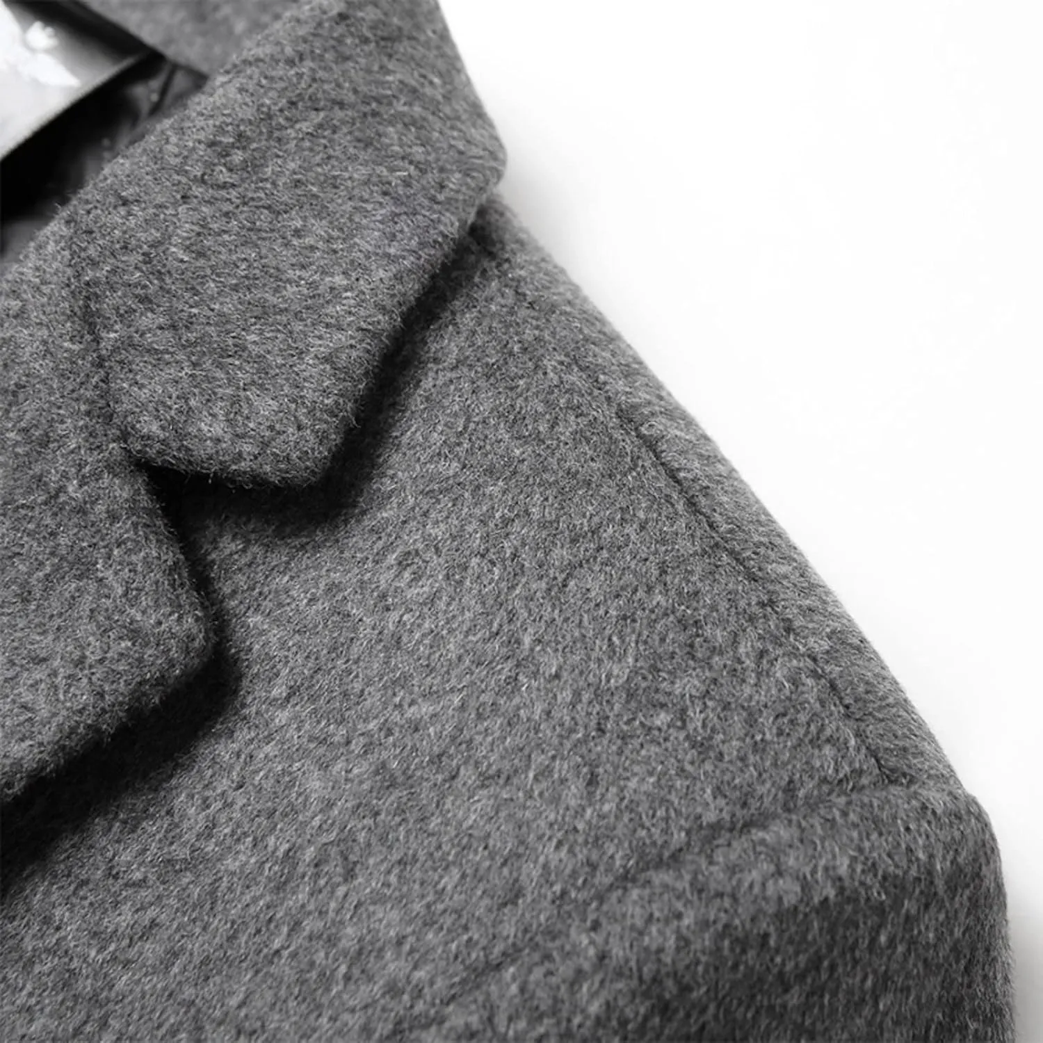 Mens Wool Blend Trench Coat Notched Collar Single Breasted Peacoat Winter Overcoat Windbreaker Jackets