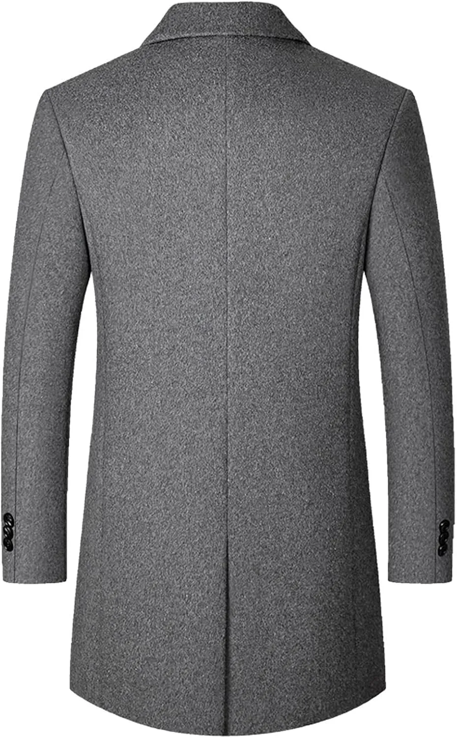 Mens Wool Blend Trench Coat Notched Collar Single Breasted Peacoat Winter Overcoat Windbreaker Jackets