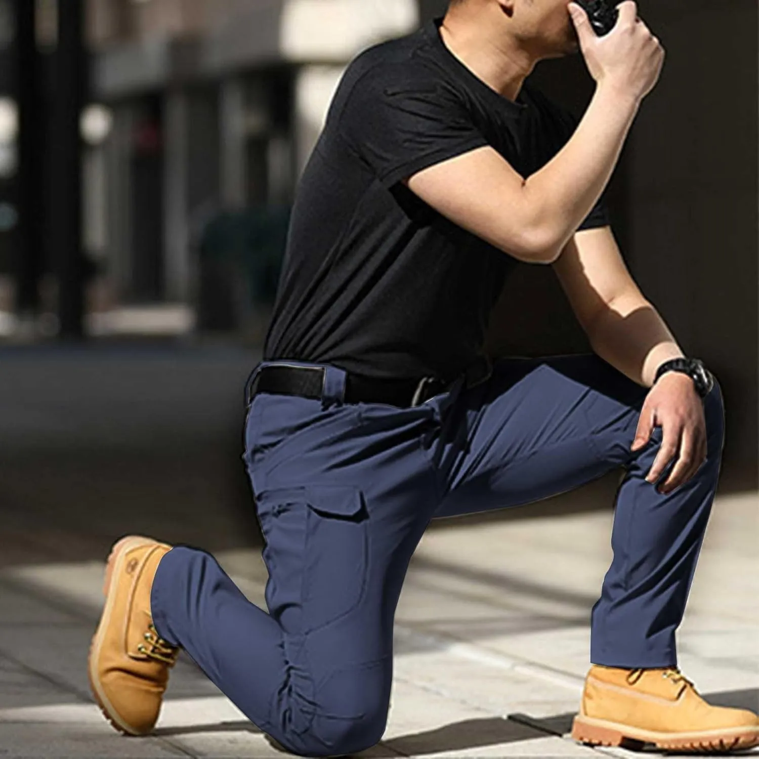 Mens Work Pants Lounge Durable Stretch Relaxed Fit Construction Working Sweatpants Travel Trousers Straight Leg Pants