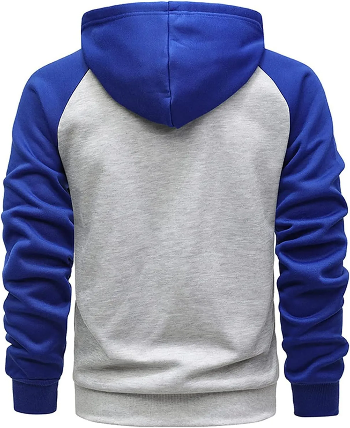 Mmoneyake Men's Zip Up Hoodies Color Block Long Sleeve Casual Sweatshirt Relaxed Fit Hooded Fleece Pullover Basic Jacket Coat